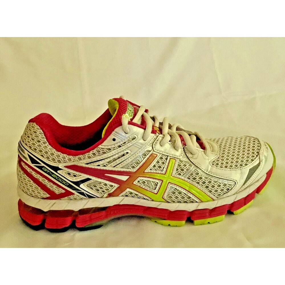 ASICS Sz 10 GT-2000 2 Women's Running  White Raspberry Yellow T3P8N Y2K Retro